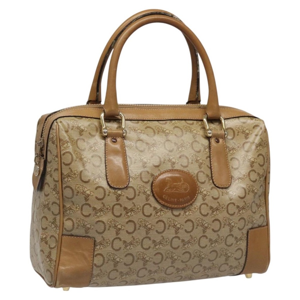 CELINE C Sulky Hand Bag PVC Beige Authentic Monogram Handbag